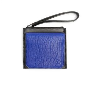 M.Gemi Essa Zip Wallet - Italian Leather, Electro Blue, retail $128